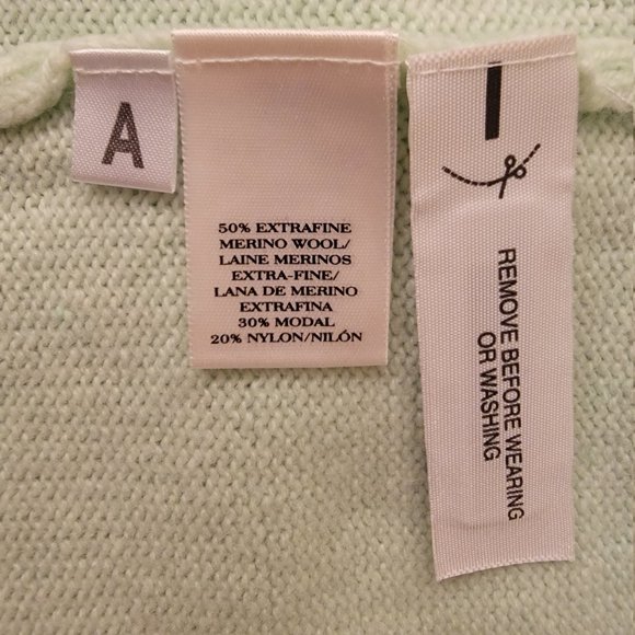 Ann Taylor Rhinestone Beaded Mint Green Sweater, Wool blend, Size XS, NWT - Picture 12 of 14